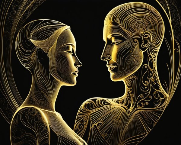 Stylized Golden Figures in Elegant Curves and Patterns