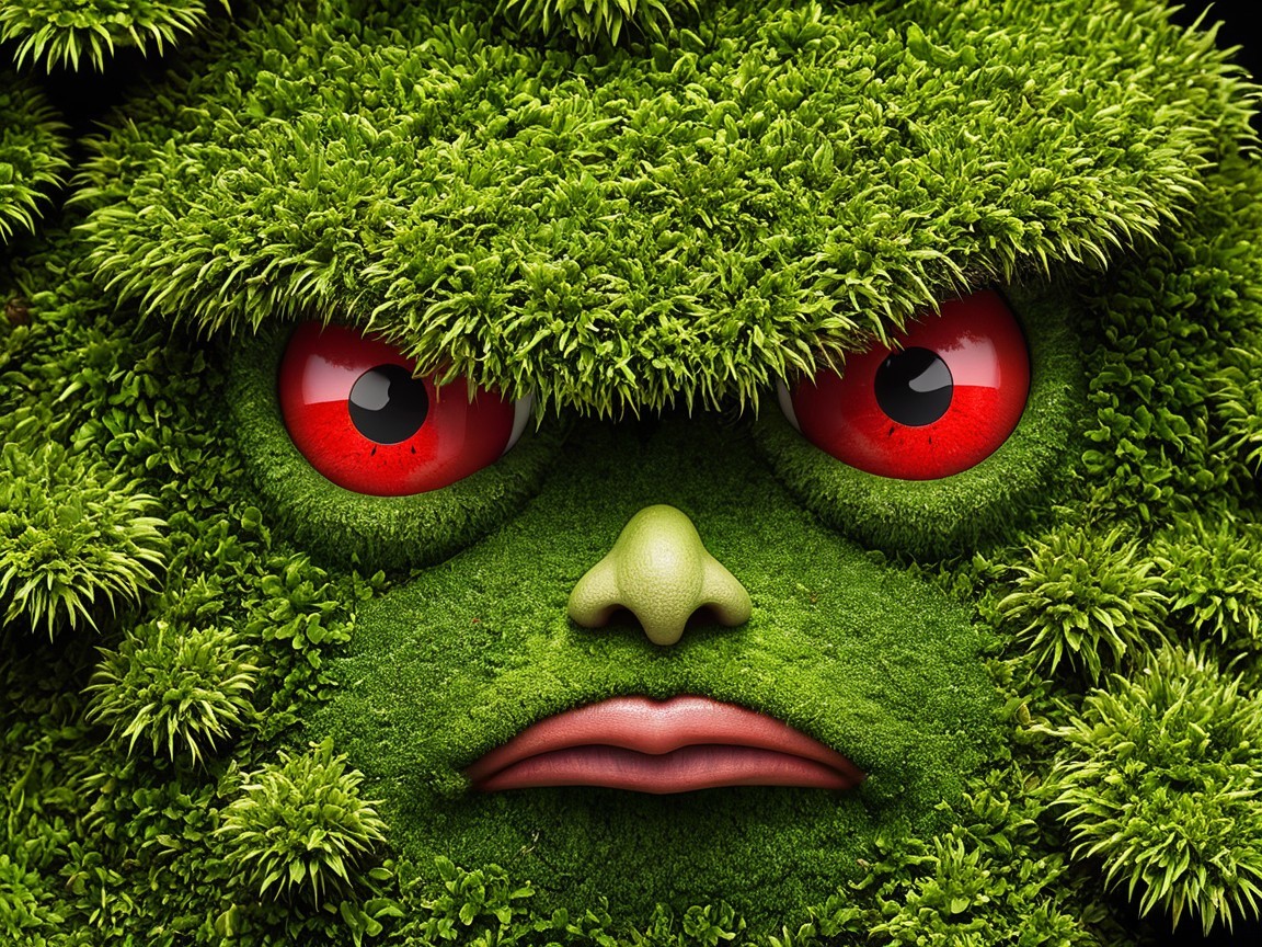 Whimsical Character in Lush Green Moss Setting