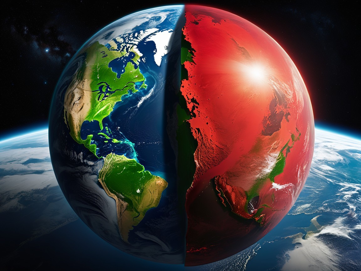 Contrast Between Earth and Mars in Cosmic Setting