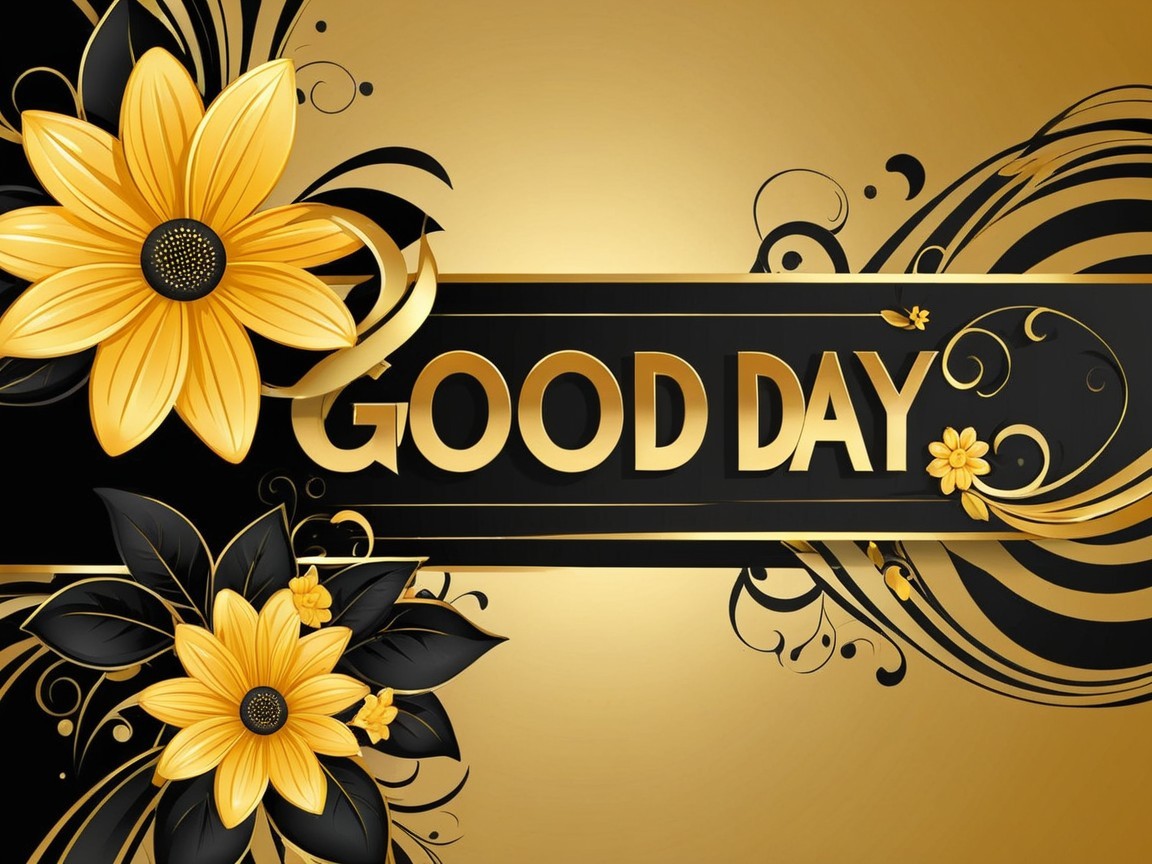 Vibrant Design with Golden Flowers and Black Foliage