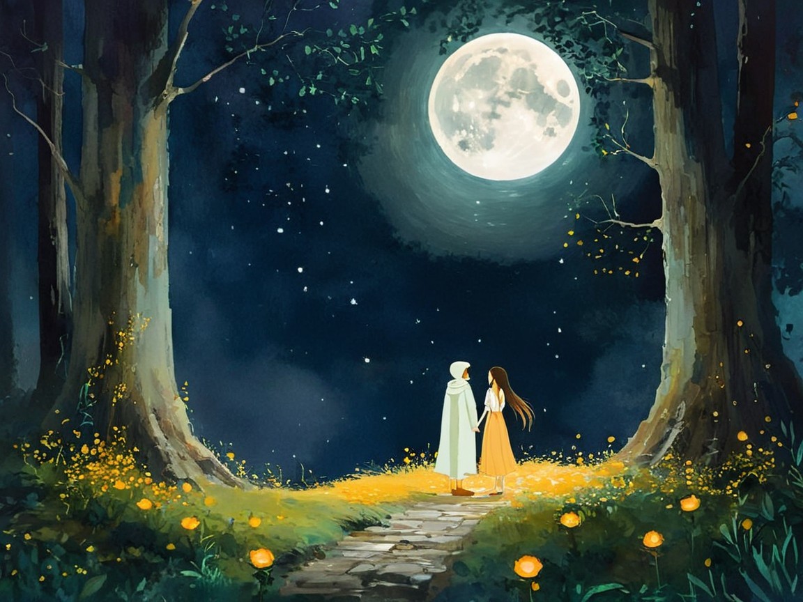 Moonlit Serenity: A Magical Night Walk