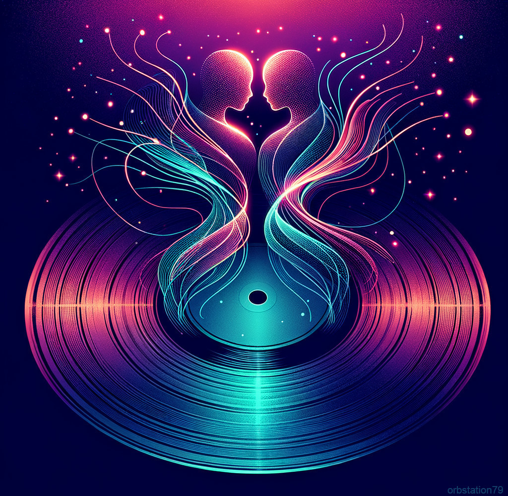 Abstract Silhouettes and Colorful Music Elements