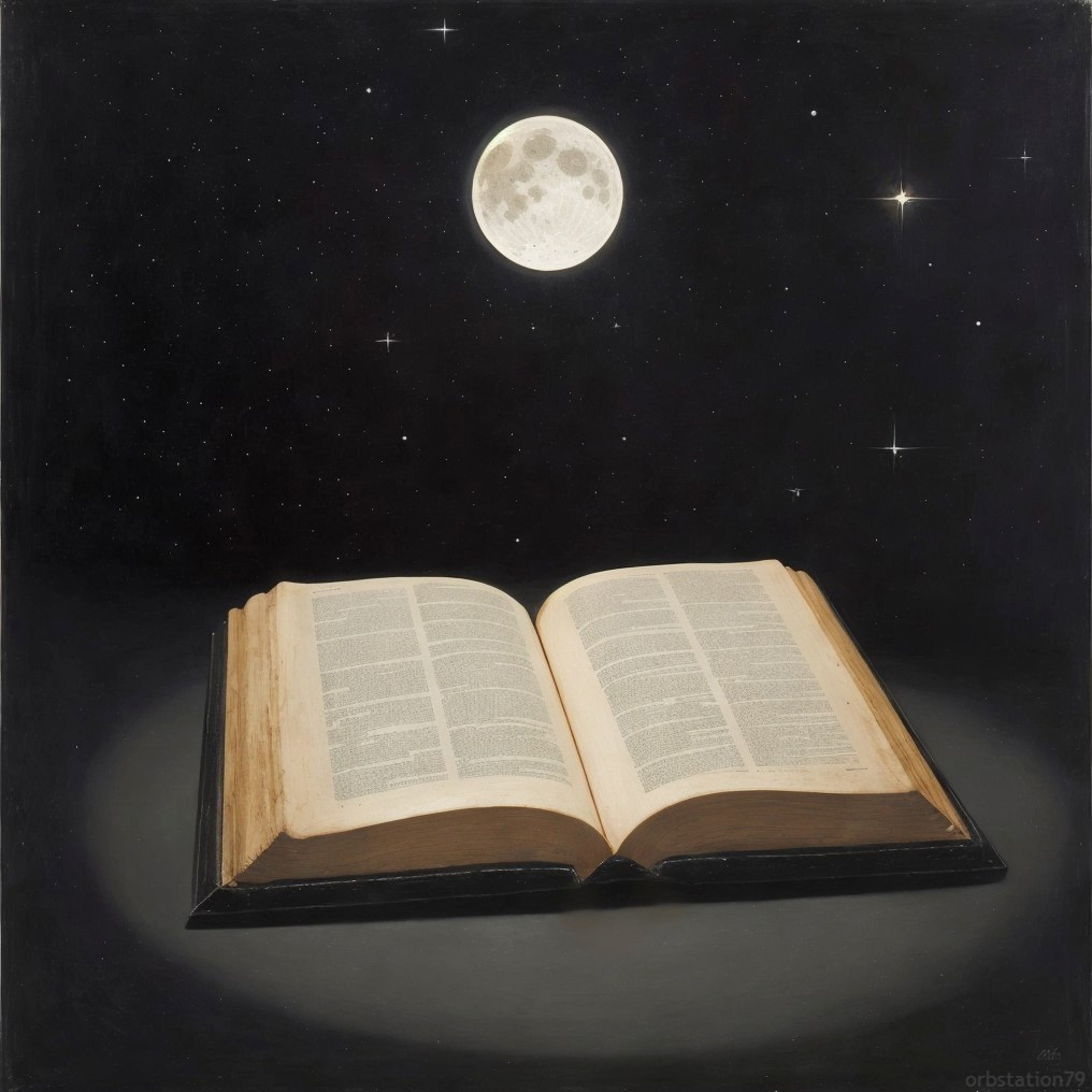 Illuminated Open Book Against Night Sky Background