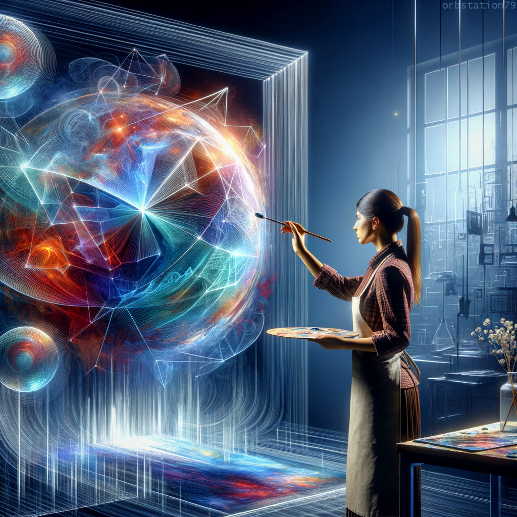 Vibrant Abstract Cosmic Painting in Modern Room