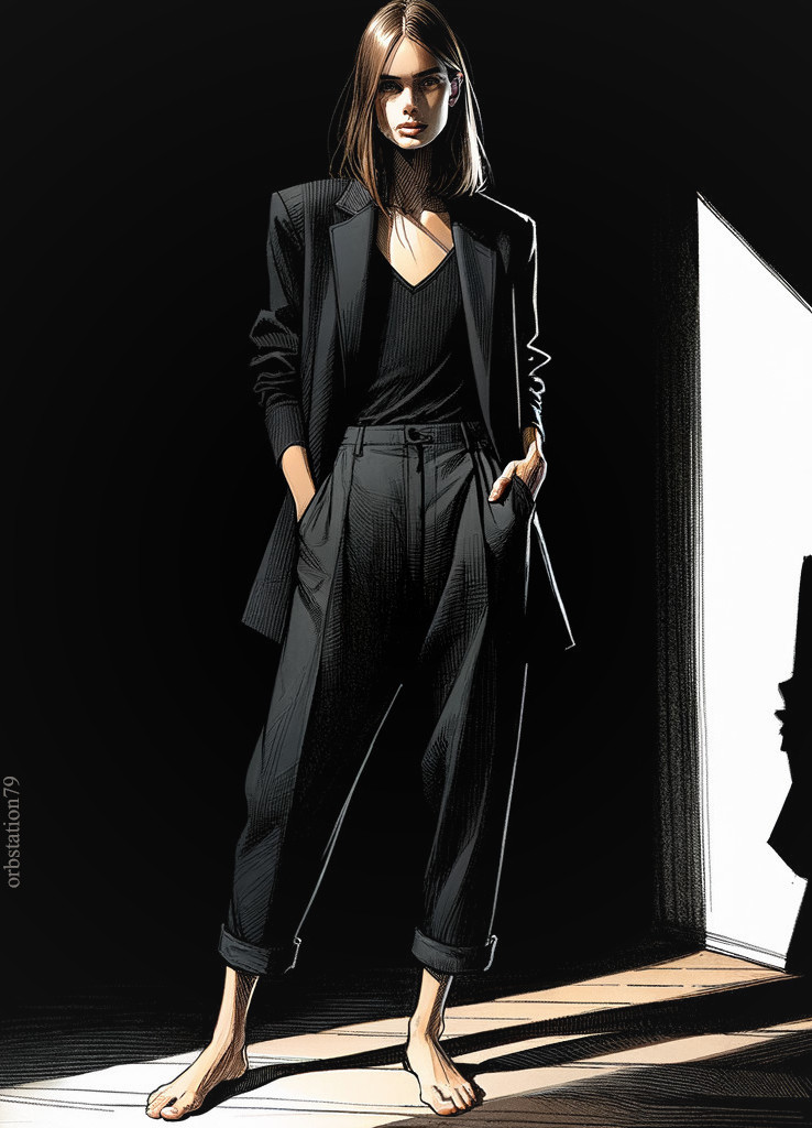 Stylish Figure in Black Blazer in Dramatic Lighting