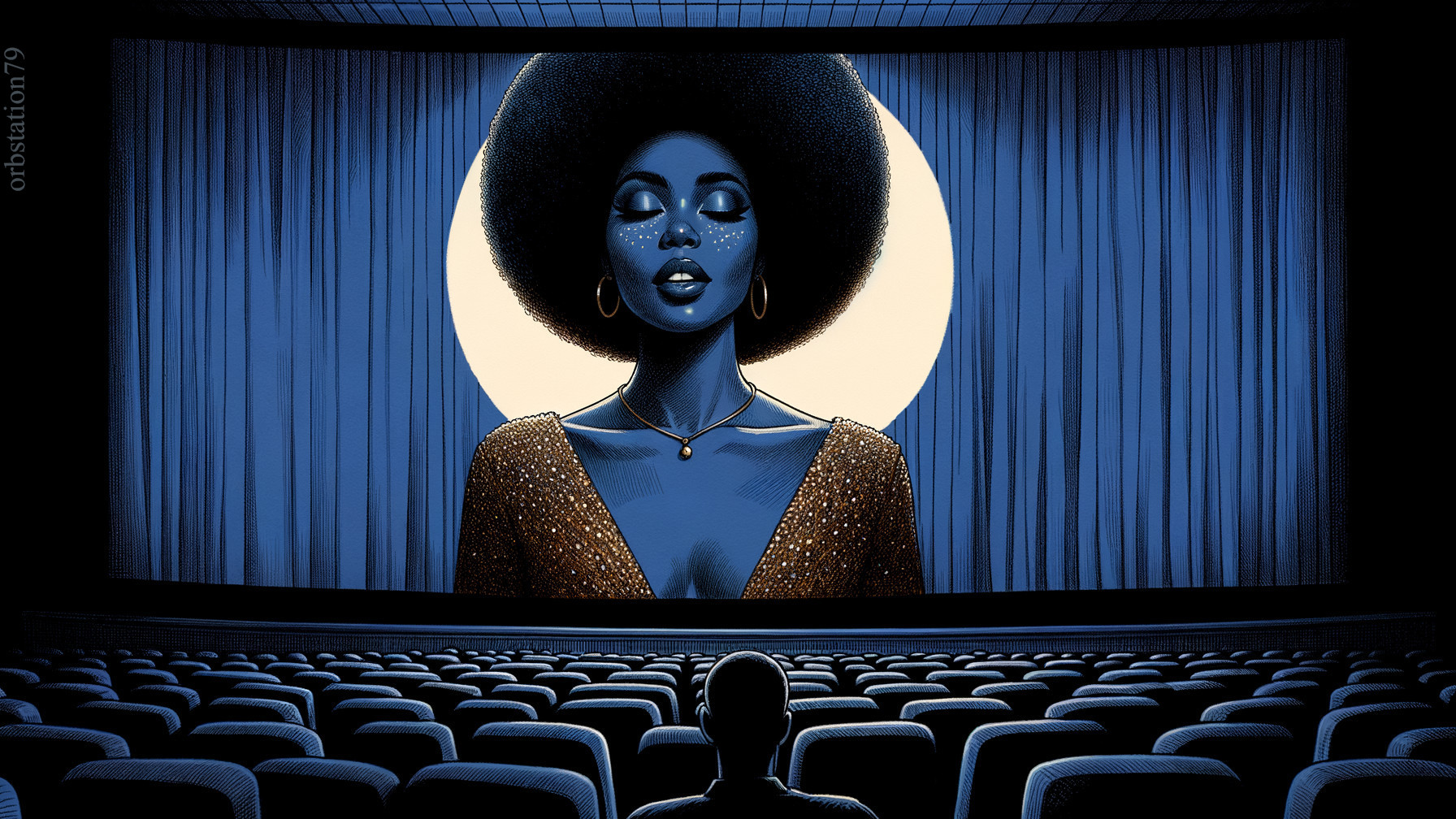 Silhouette of Audience in Dim Theater with Stunning Projection