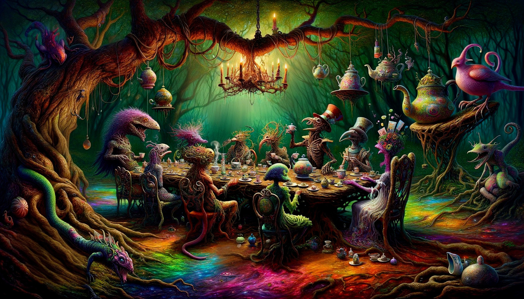Whimsical Woodland Gathering of Fantastical Creatures