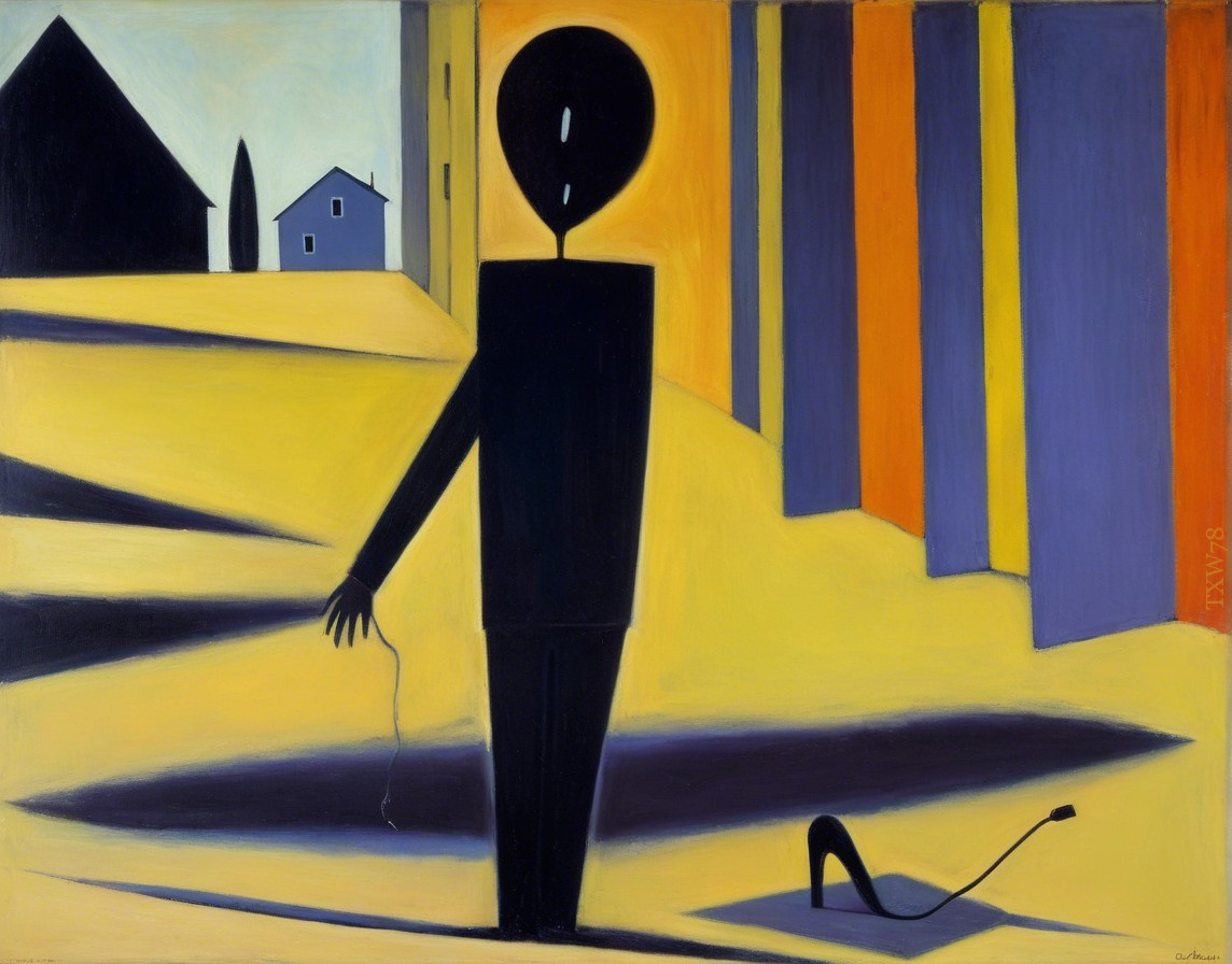 Stylized Figure Against Vibrant Abstract Background