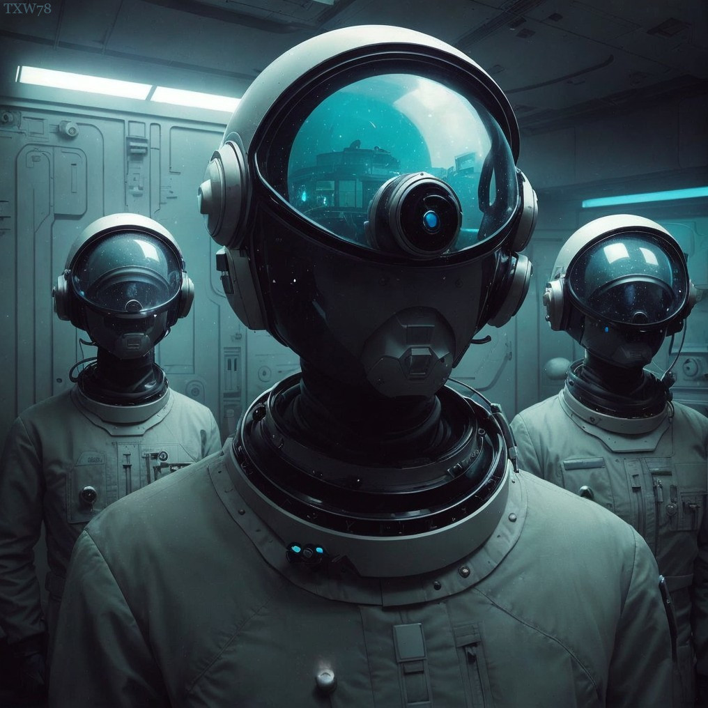 Futuristic Humanoid Figures in Space-Themed Suits