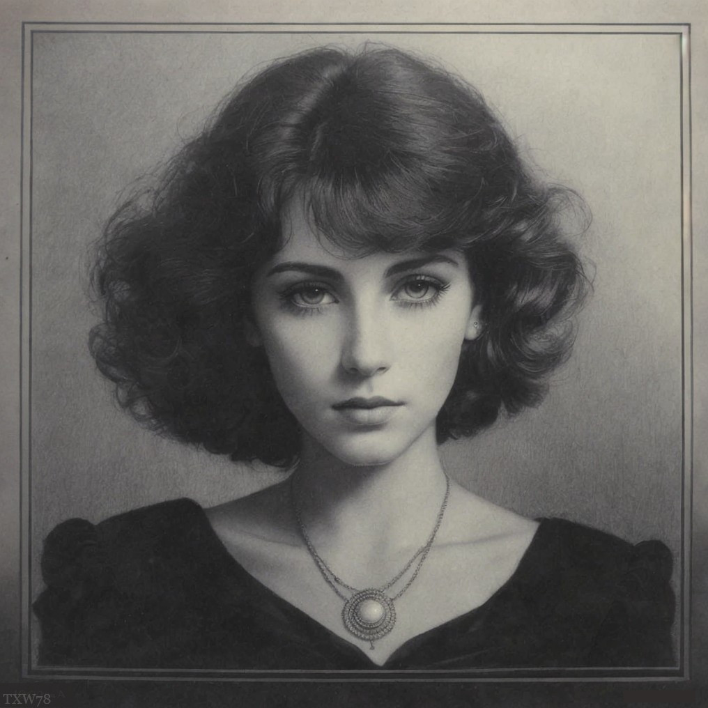 Portrait of a Young Woman with Curly Hair and Pendant
