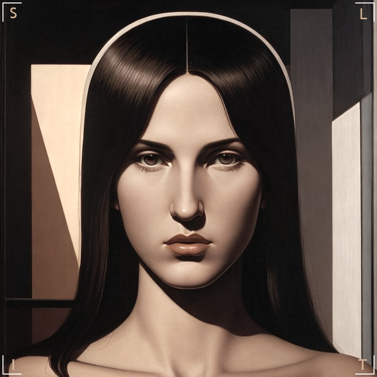 Symmetrical light and shadow divide woman's face