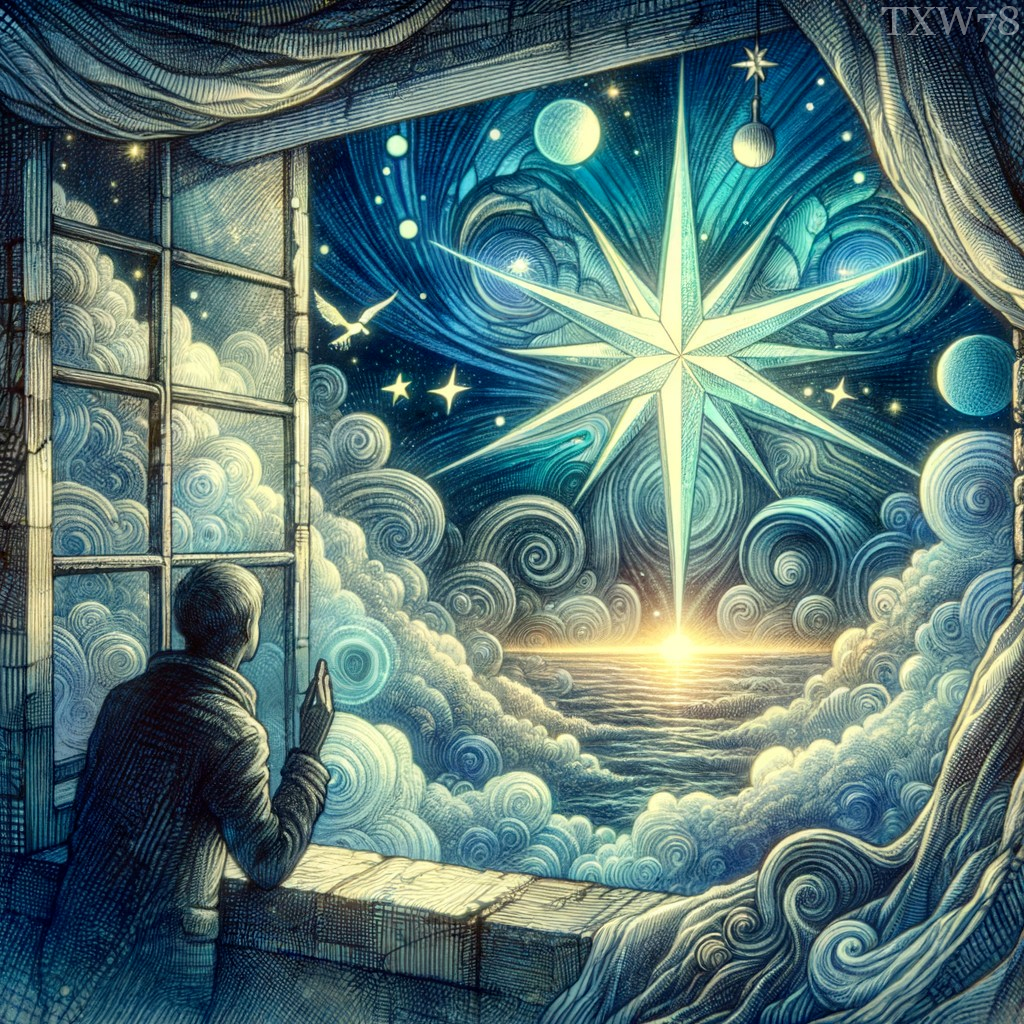 Cosmic Scene with Celestial Bodies and Ocean View