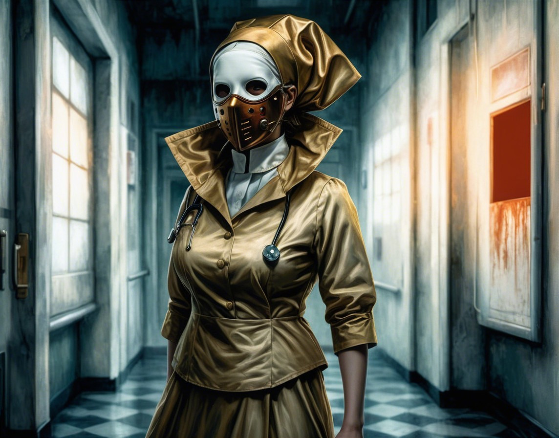 Mysterious Figure in Eerie Hospital Corridor
