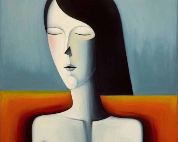 Stylized Woman in Tranquil Abstract Setting
