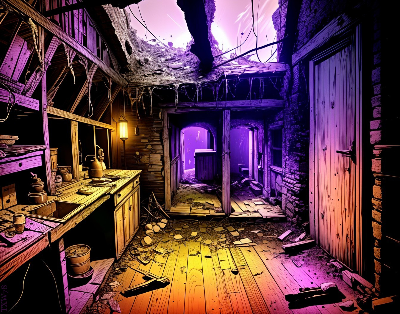 Dilapidated Interior of an Old Building with Decay