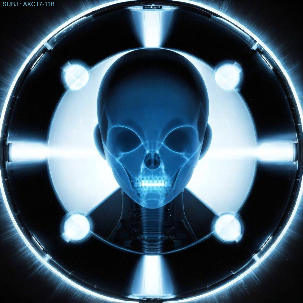X-ray View of a Glowing Human Skull in Futuristic Design