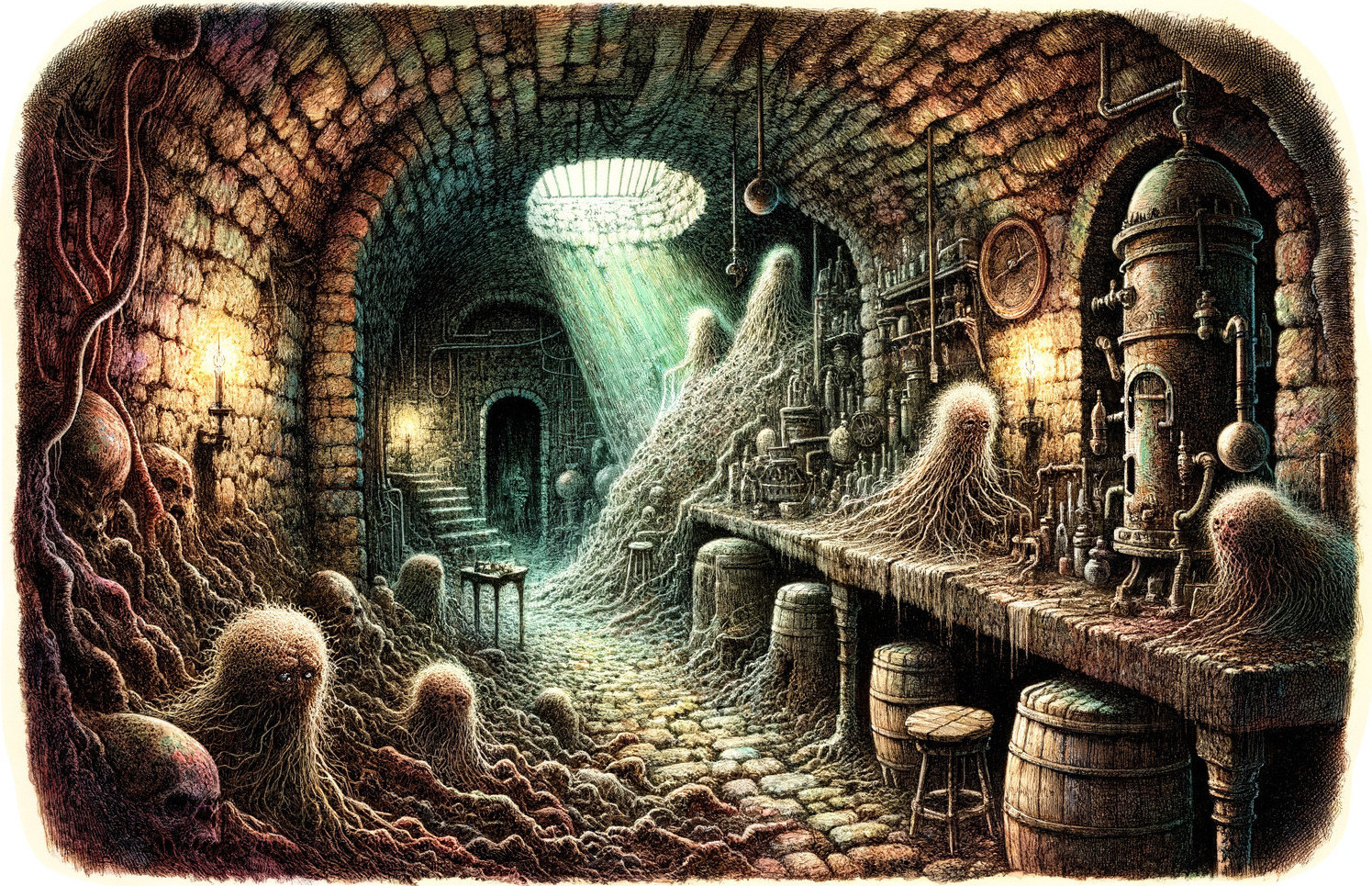 Underground Laboratory with Gelatinous Creatures