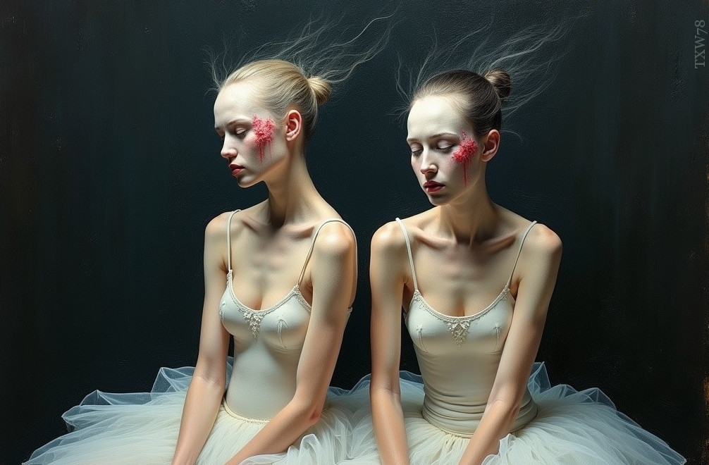 Ethereal Ballerinas in Pale Tutus with Floral Designs