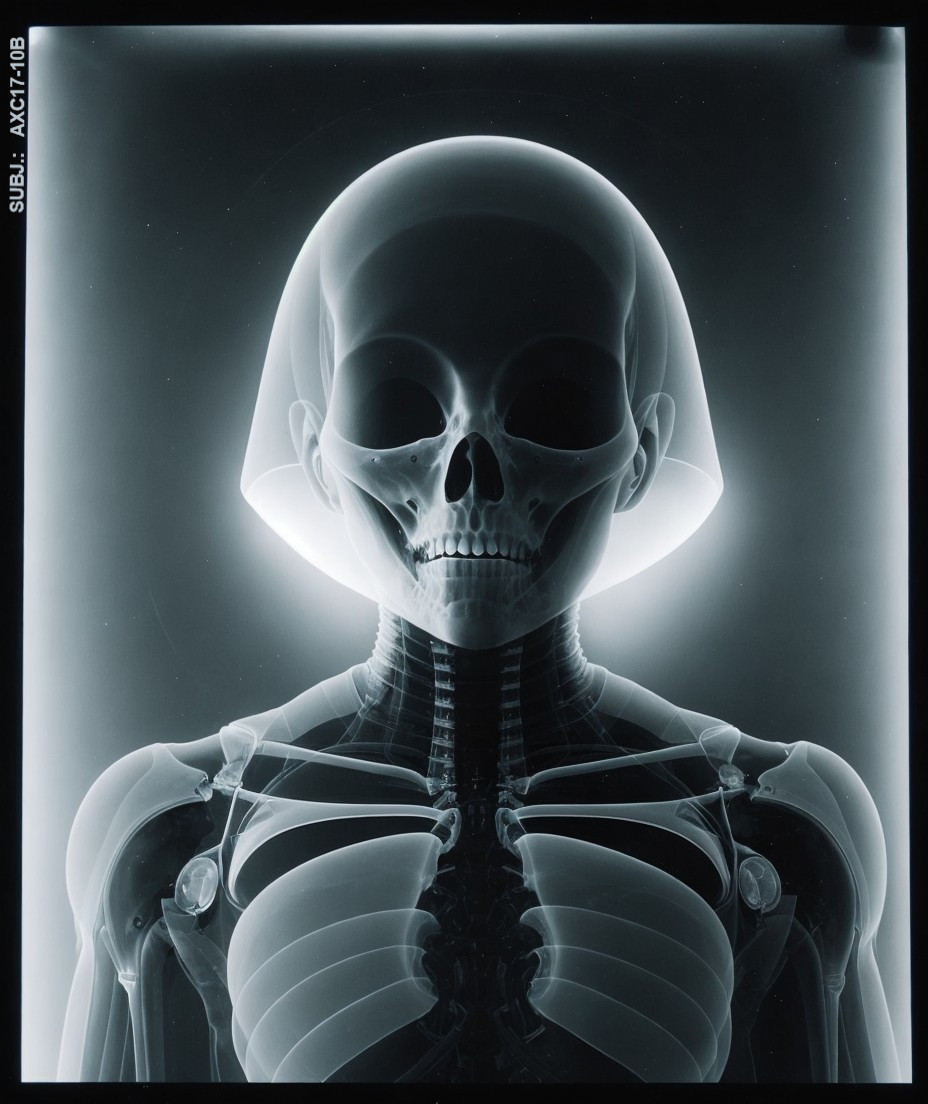 Illuminated X-ray Image of Human Skeleton Details