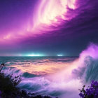 Surreal Ocean Scene with Dramatic Sky and Doorway