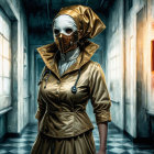 Mysterious Figure in Eerie Hospital Corridor