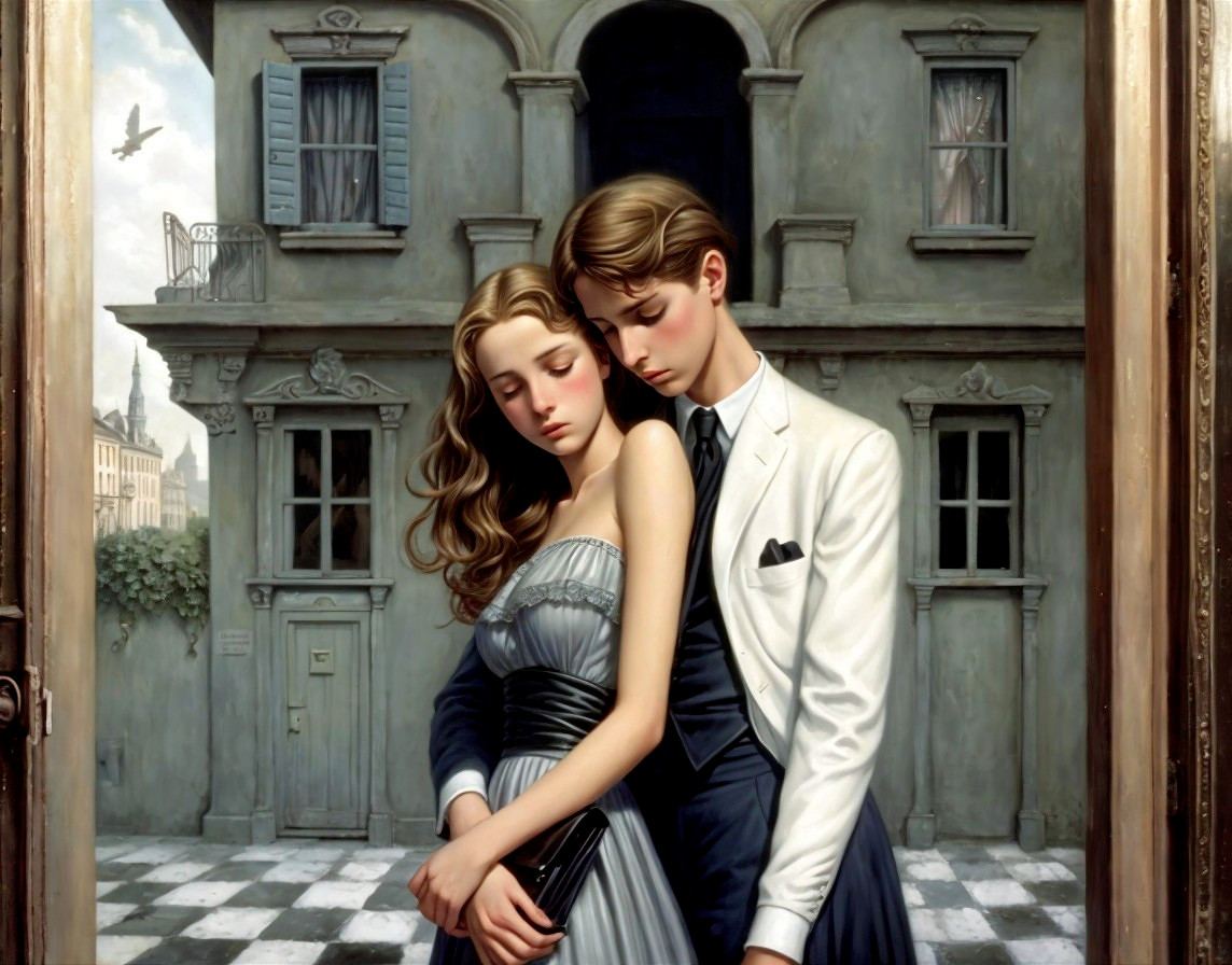 Romantic Vintage Scene of a Young Couple