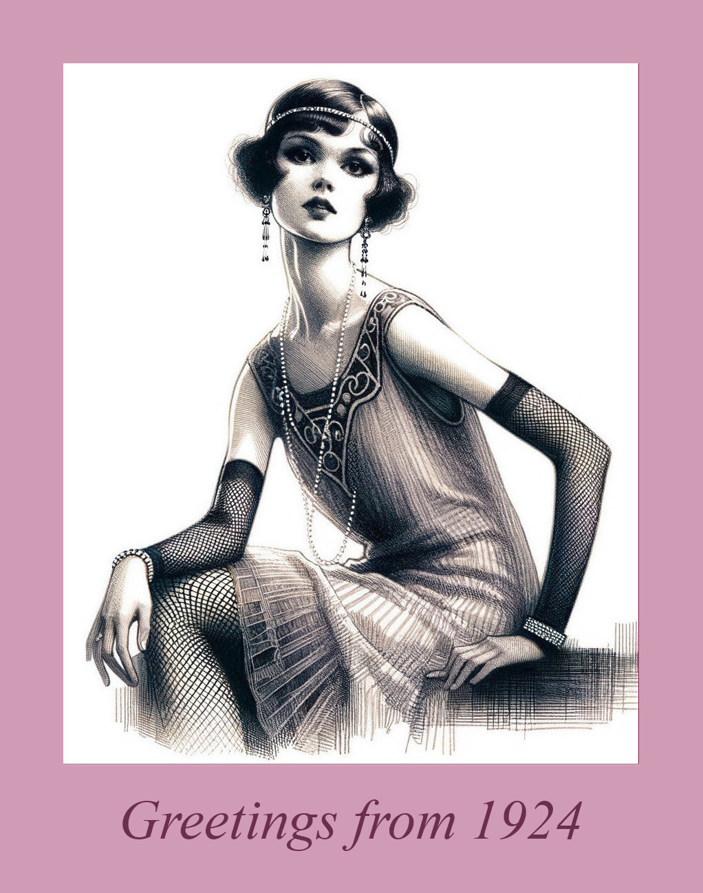 1920s Illustration of a Flapper Woman in Dress