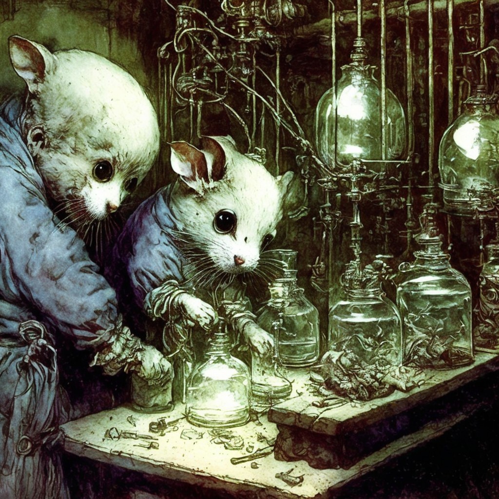 Anthropomorphic Mice Conducting Experiments in Lab