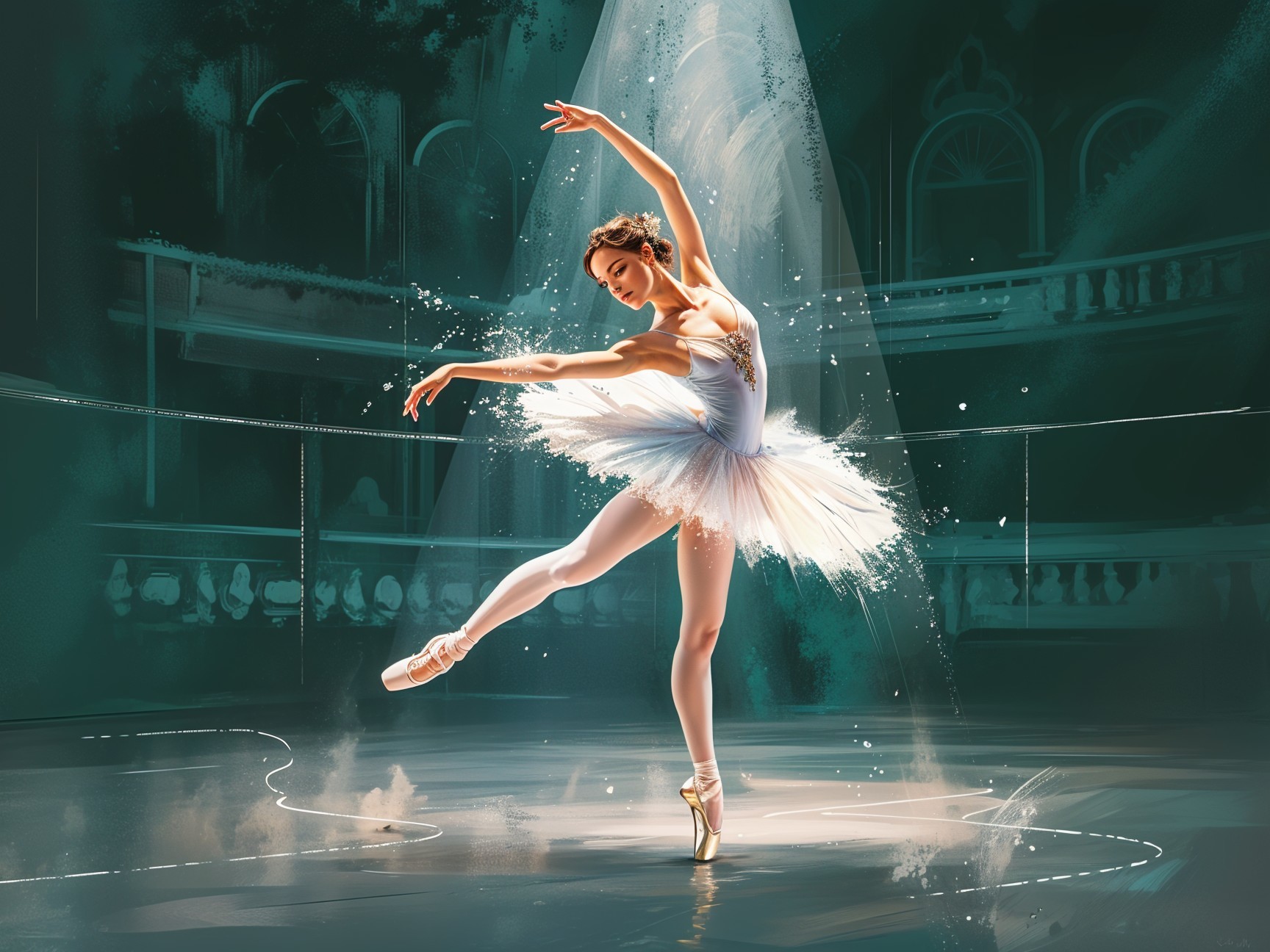 Ballet Dancer in Elegant Pose on Stage
