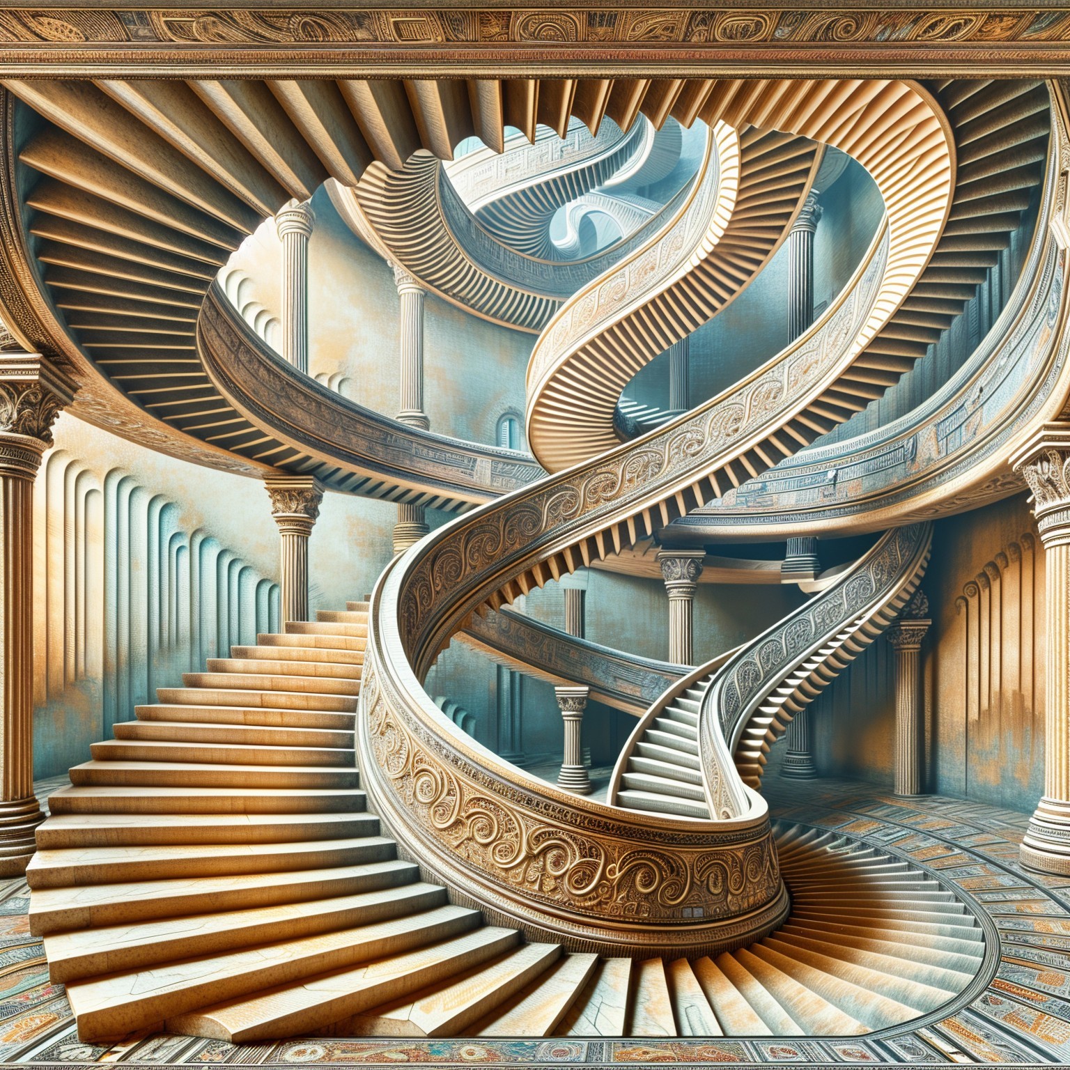 Intricate Spiral Staircase in Opulent Interior Design