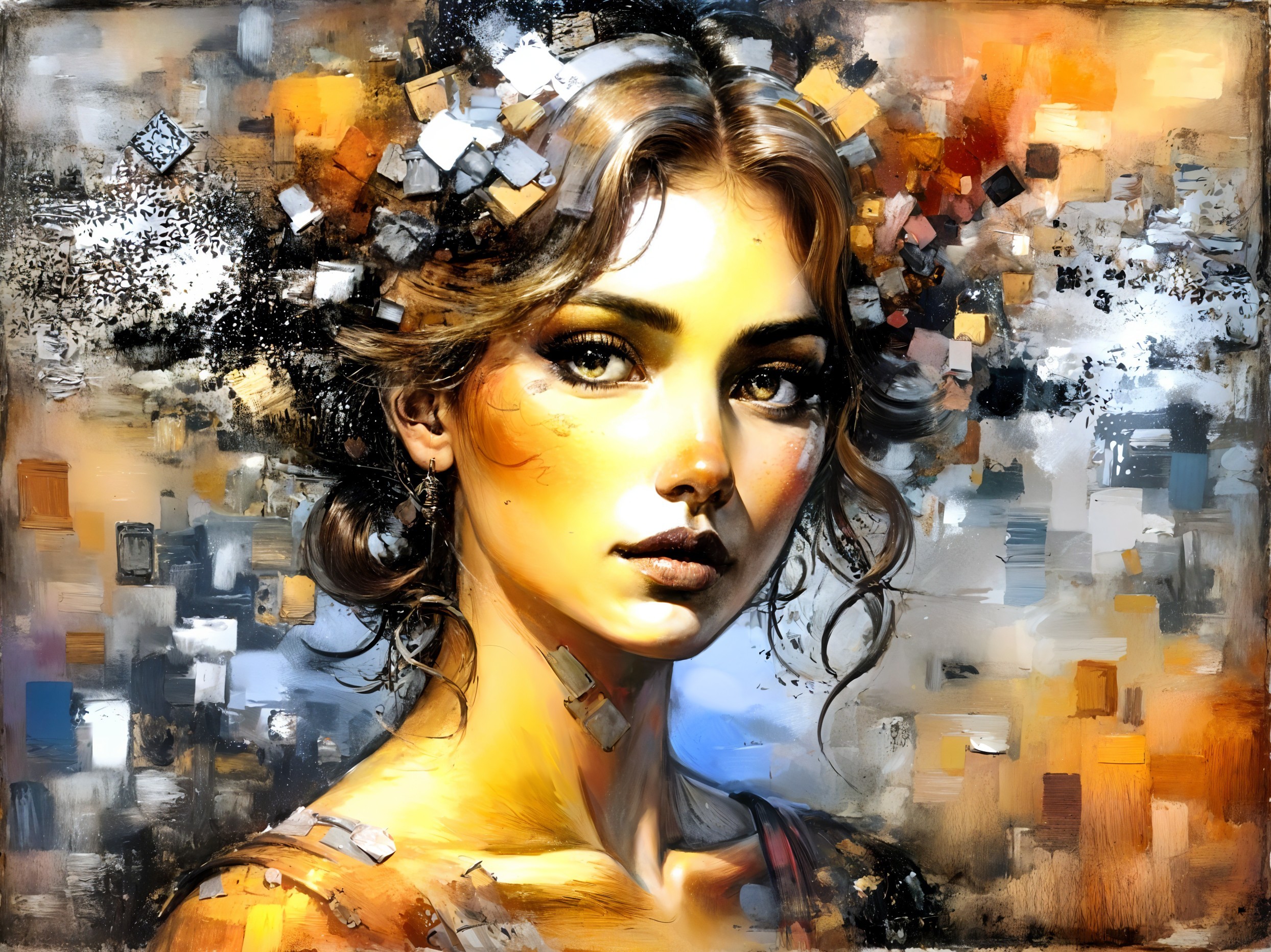 Close-Up Portrait of a Young Woman with Vibrant Background