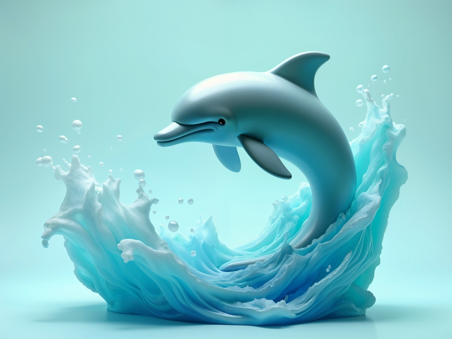 Dolphin Leaping from Vibrant Aquamarine Waves