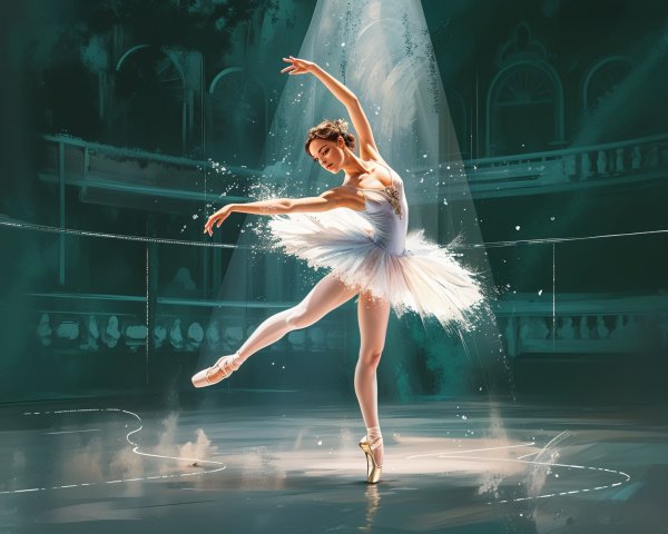 Ballet Dancer in Elegant Pose on Stage
