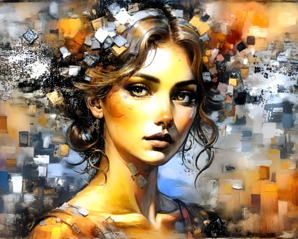 Close-Up Portrait of a Young Woman with Vibrant Background