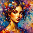 Close-Up Portrait of a Young Woman with Vibrant Background
