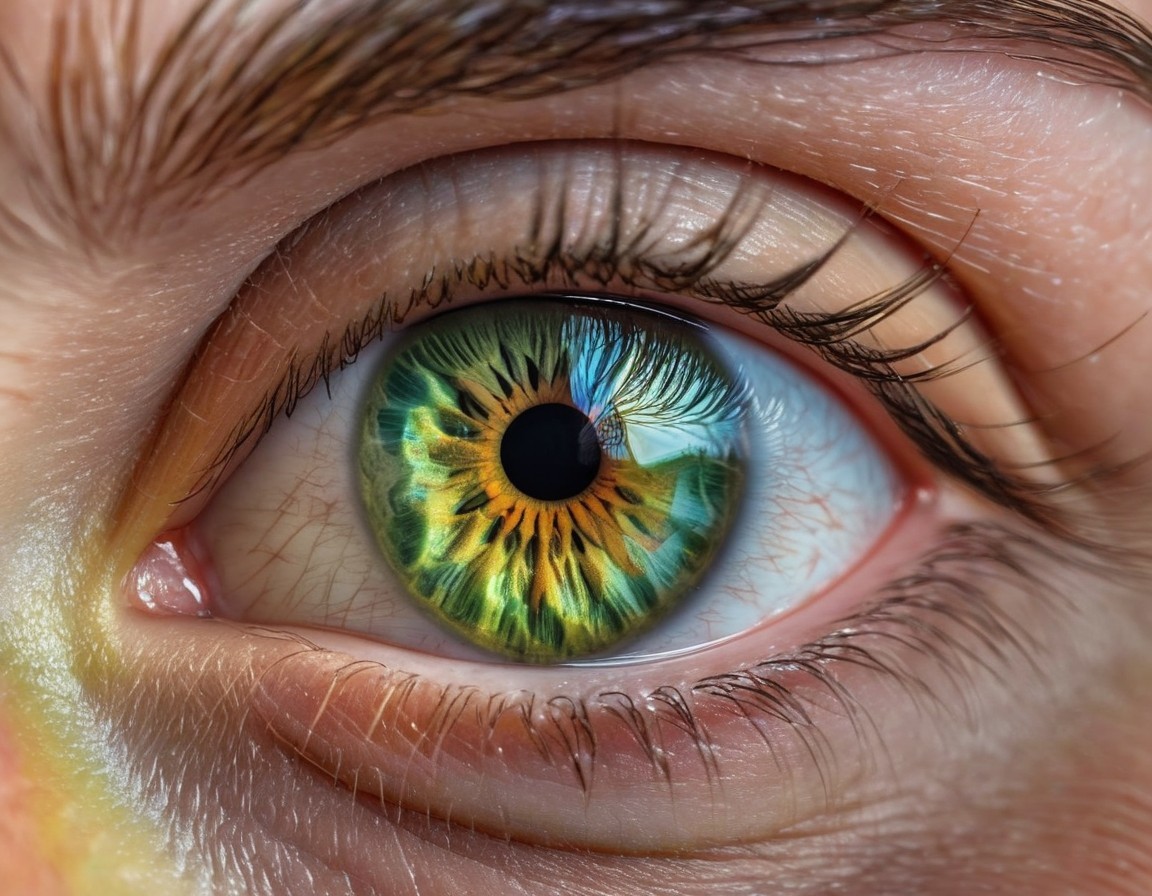 Detailed Close-Up of Green-Hazel Human Eye Patterns