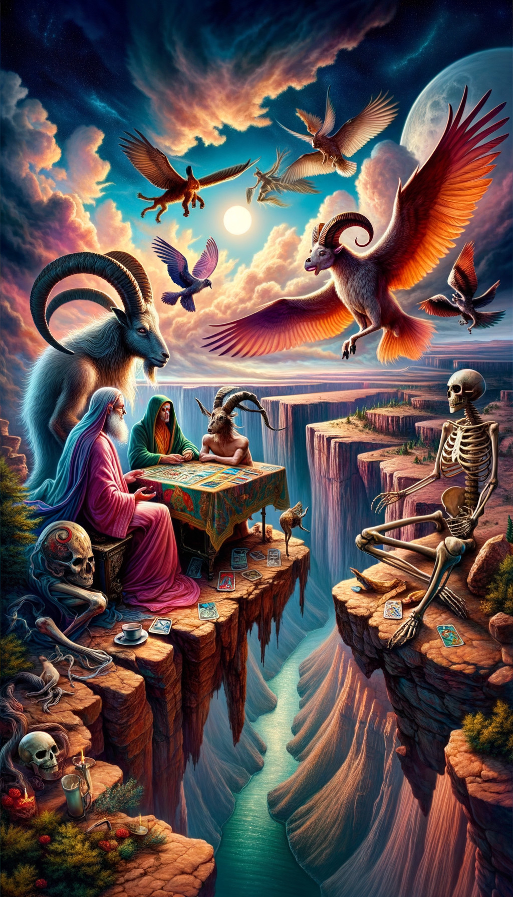 Fantastical Artwork of Board Game on Cliffside