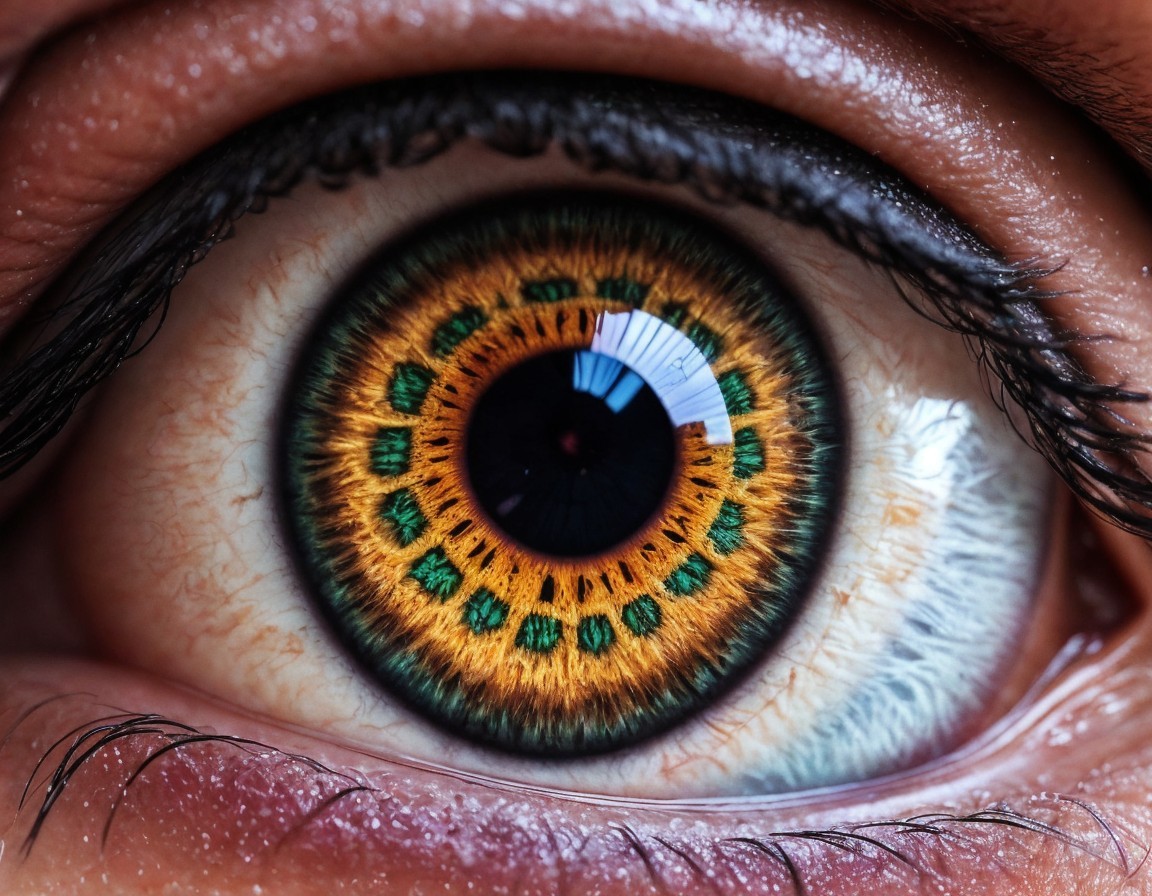 Detailed Green Iris and Black Pupil Eye Close-Up