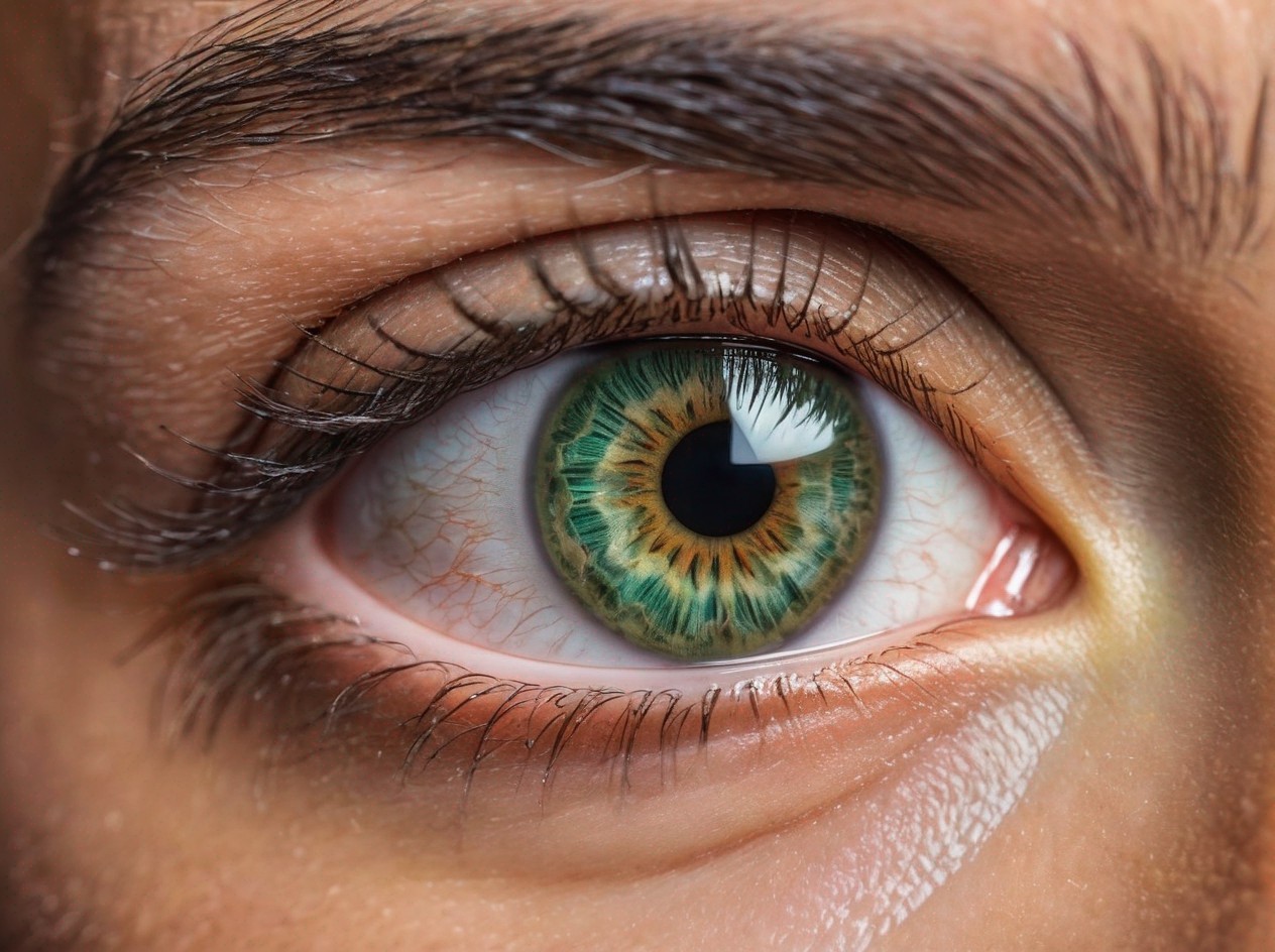 Detailed Close-Up of Human Eye with Green Iris