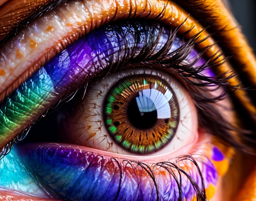 Detailed Eye Makeup with Vibrant Iris Patterns