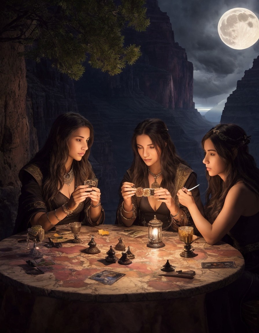 Medieval Gathering with Chess and Cards Under Moonlight