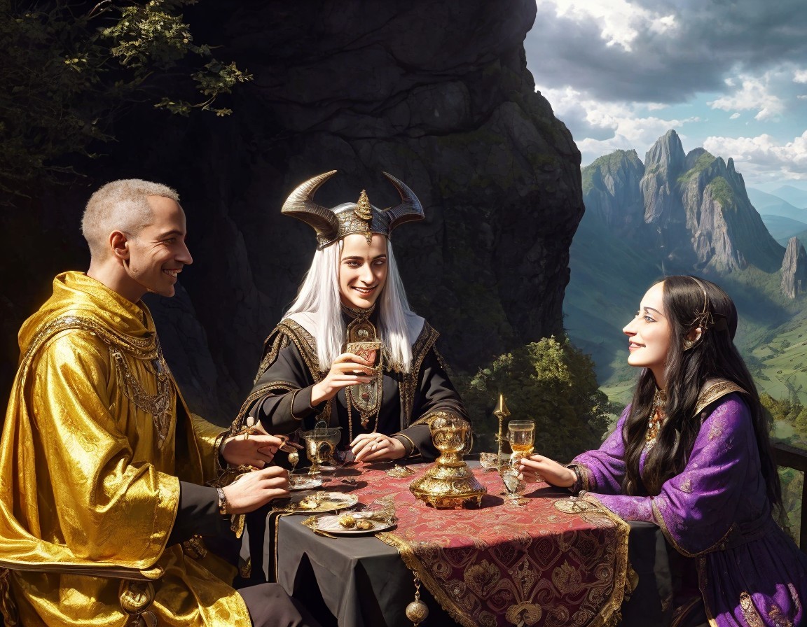 Medieval Costumes and Outdoor Dining with Mountains