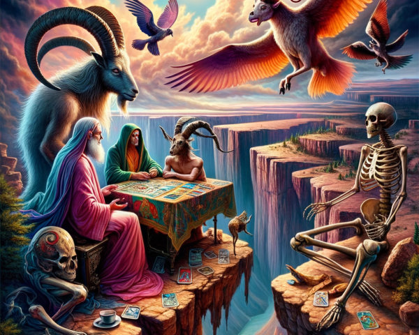 Fantastical Artwork of Board Game on Cliffside