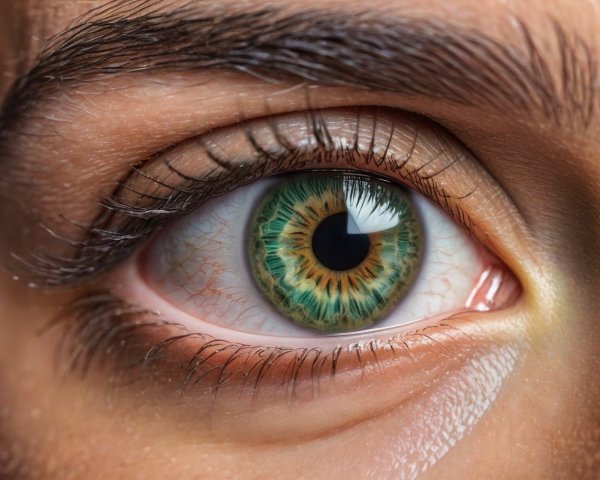 Detailed Close-Up of Human Eye with Green Iris