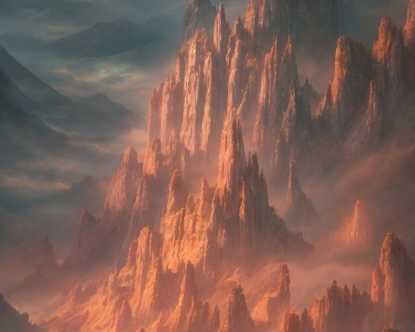 Solitary figure gazes at mountain sunset scene