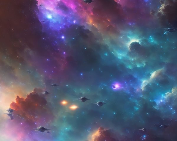 Colorful Nebula with Stars in Cosmic Cloudscape