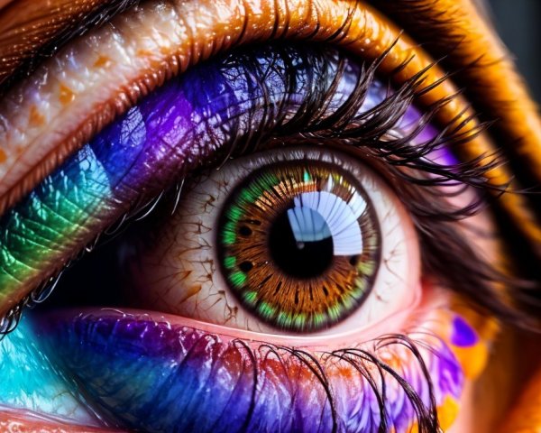 Detailed Eye Makeup with Vibrant Iris Patterns