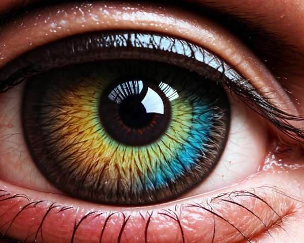 Detailed Close-up of Multi-Colored Iris and Long Eyelashes