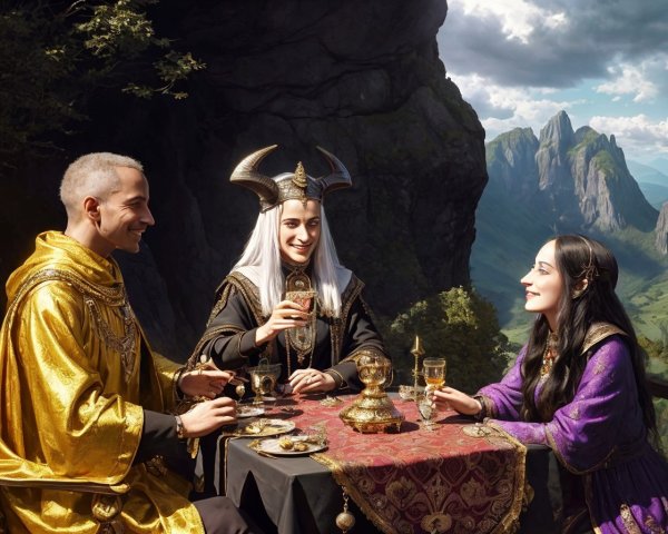 Medieval Costumes and Outdoor Dining with Mountains