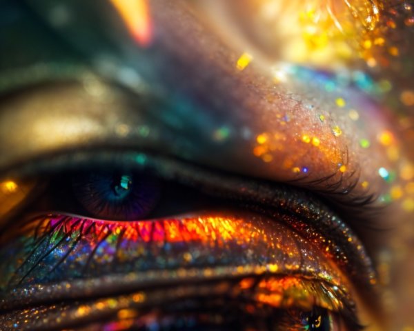 Vibrant, colorful eyes with iridescent textures